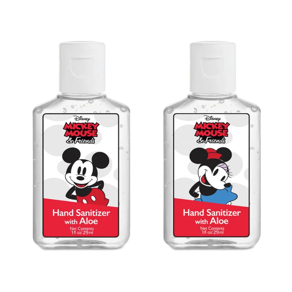 Mickey and Minnie Mouse Kids Hand Sanitizer Holder Sets with 1 oz Refillable Hand Sanitizer Bottles 2 Pack or 1 Pack