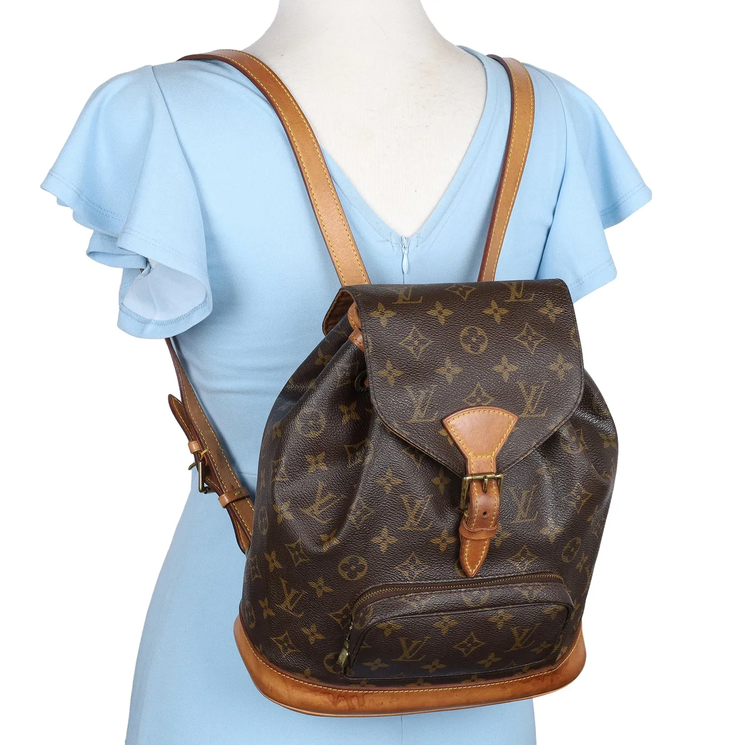 Montsouris Leather MM Backpack (Authentic Pre-Owned)