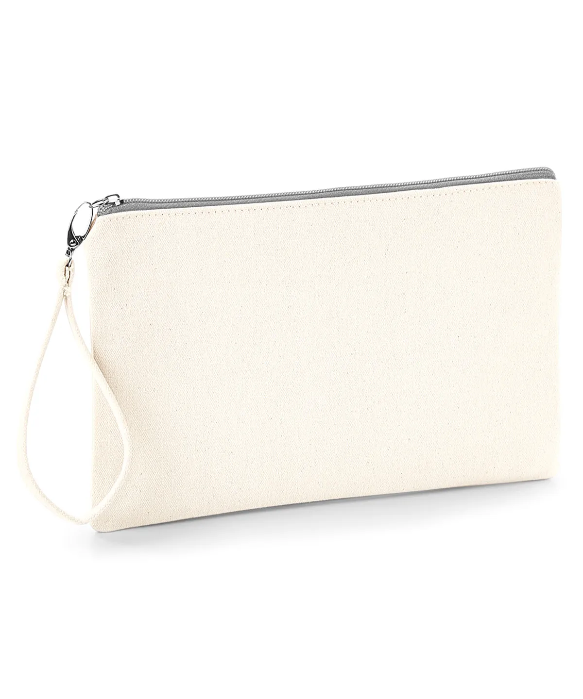 Natural/Light Grey - Canvas wristlet pouch