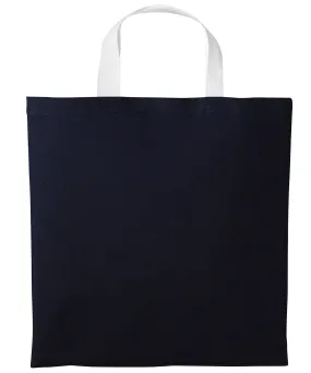Oxford Navy/White - Varsity cotton shopper short handle