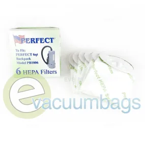 Perfect 6 Quart BackPack HEPA Paper Vacuum Bags, 6 Pack #14-2423-09