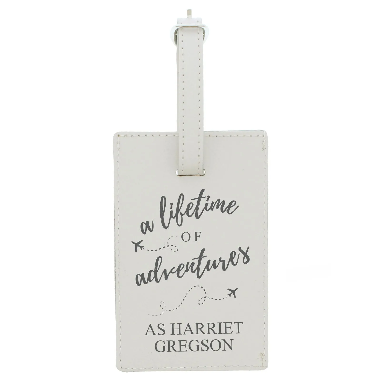 Personalised 'Lifetime Of Adventures' Cream Luggage Tag