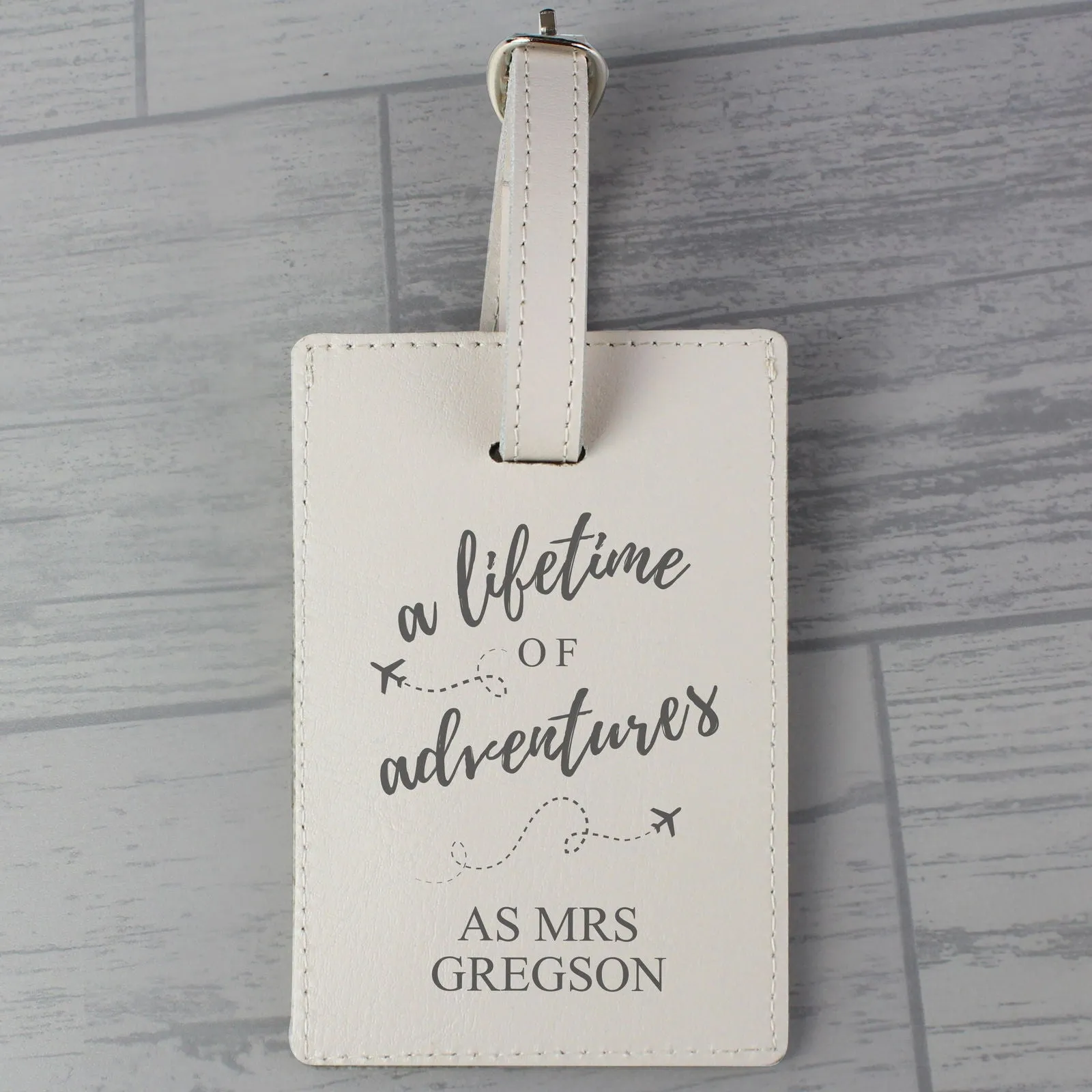 Personalised 'Lifetime Of Adventures' Cream Luggage Tag