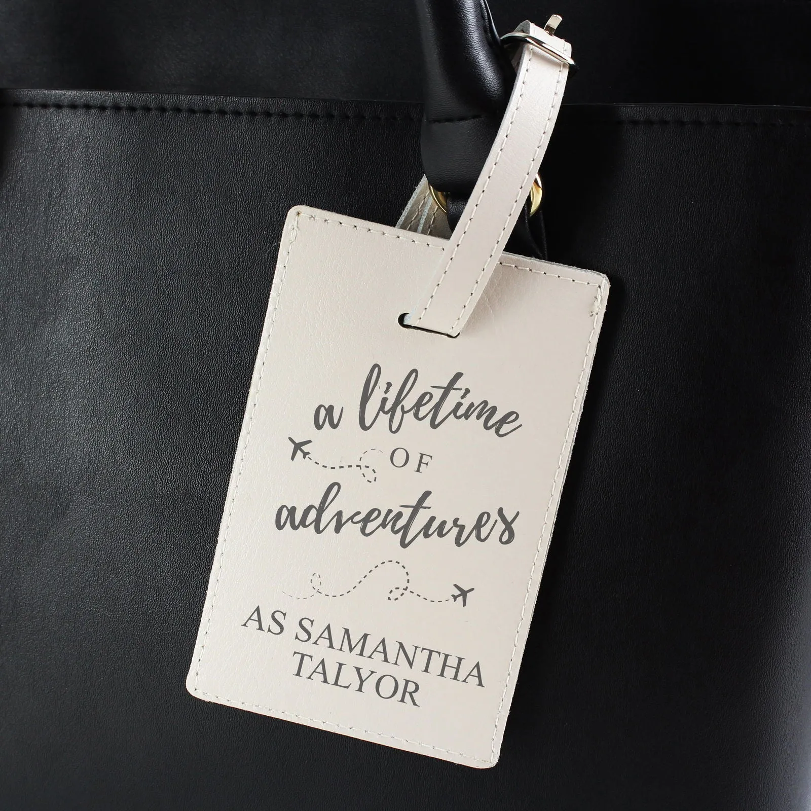 Personalised 'Lifetime Of Adventures' Cream Luggage Tag