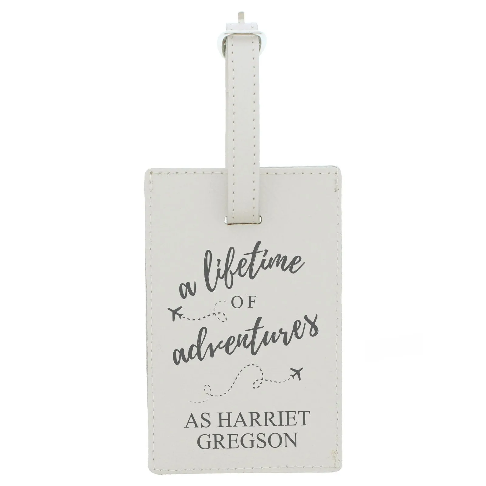 Personalised 'Lifetime Of Adventures' Cream Luggage Tag