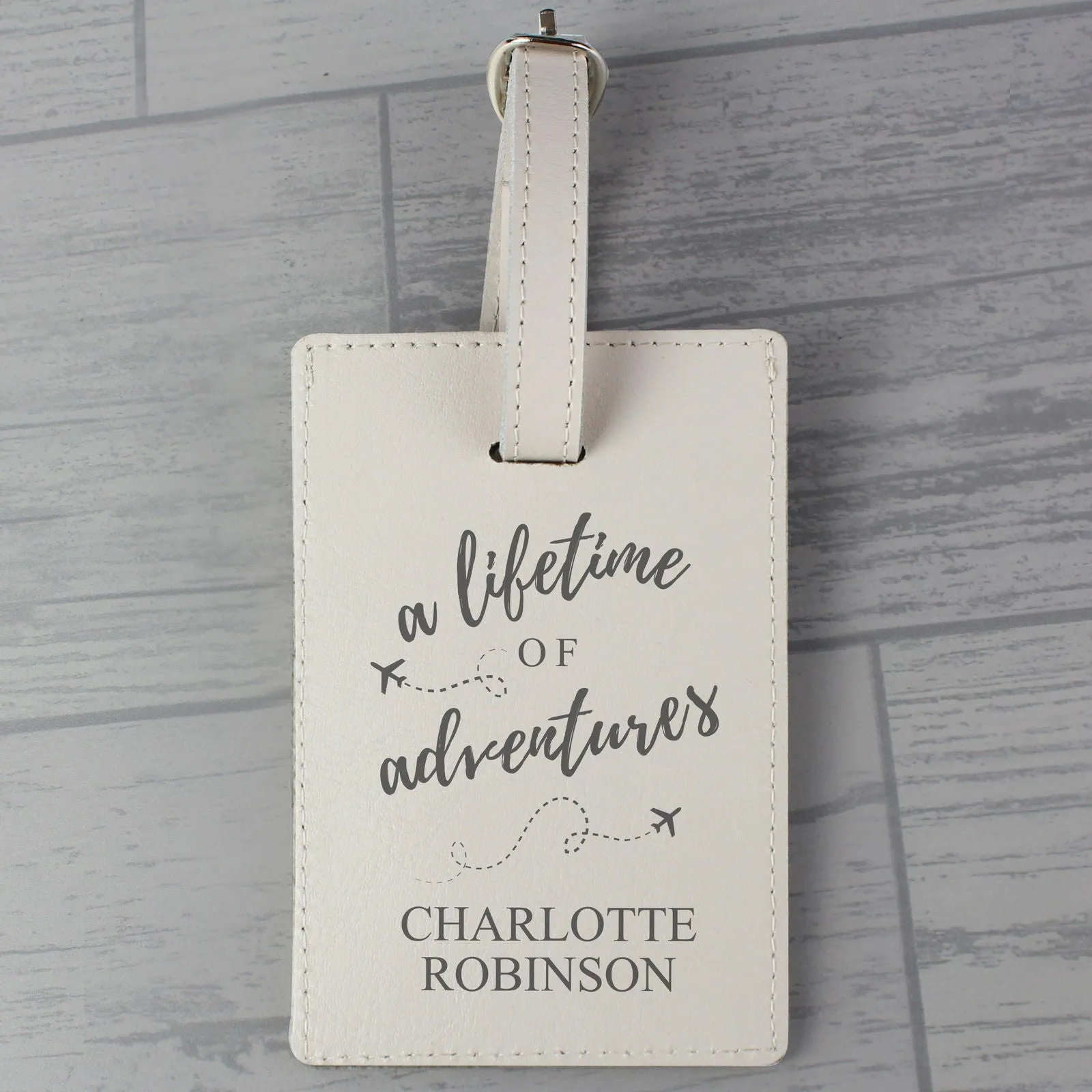 Personalised 'Lifetime Of Adventures' Cream Luggage Tag
