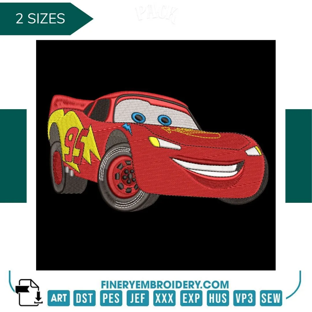 Pixar's Lightning "McQueen" Embroidery Design