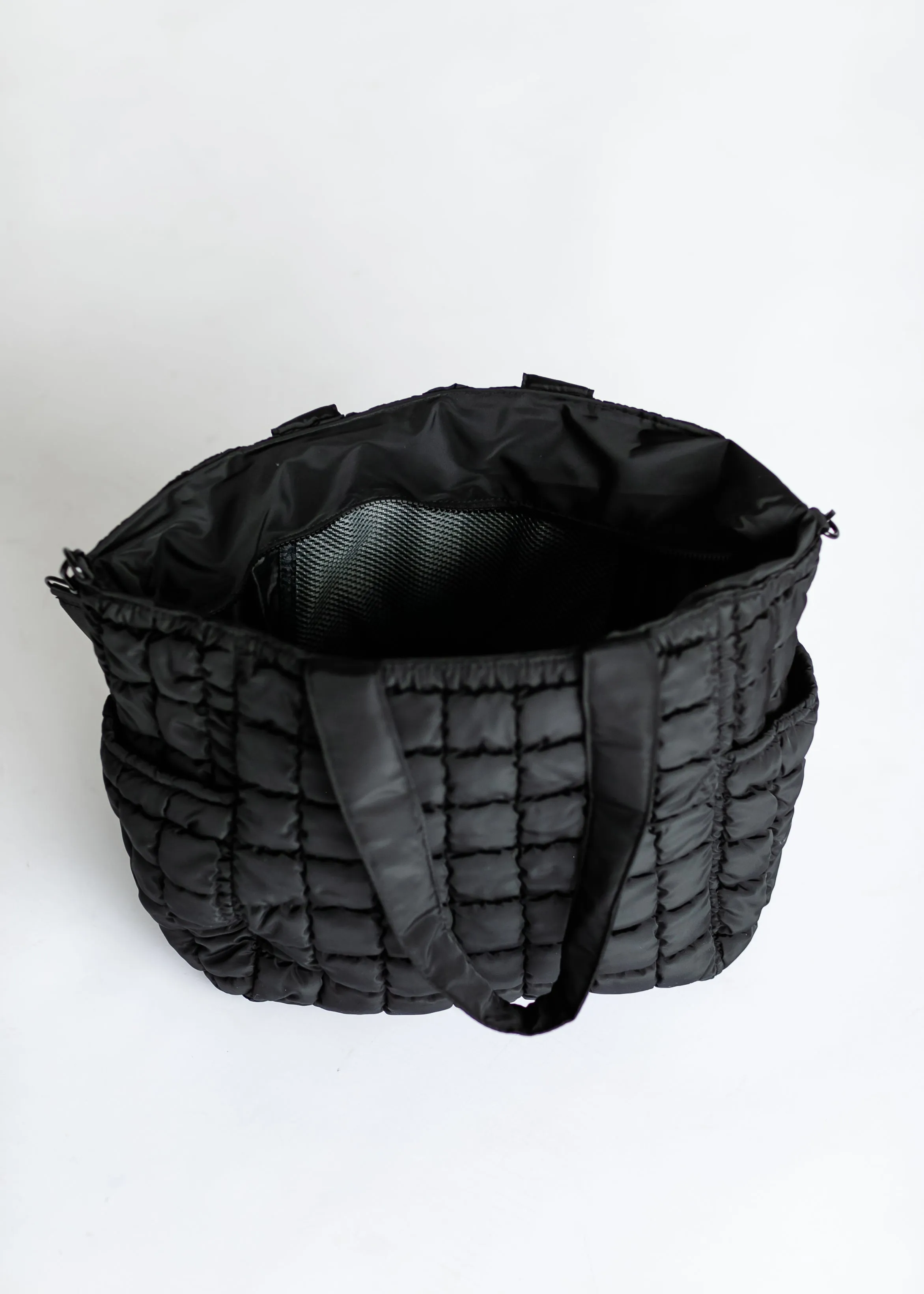 Quilted Nylon Large Tote Bag