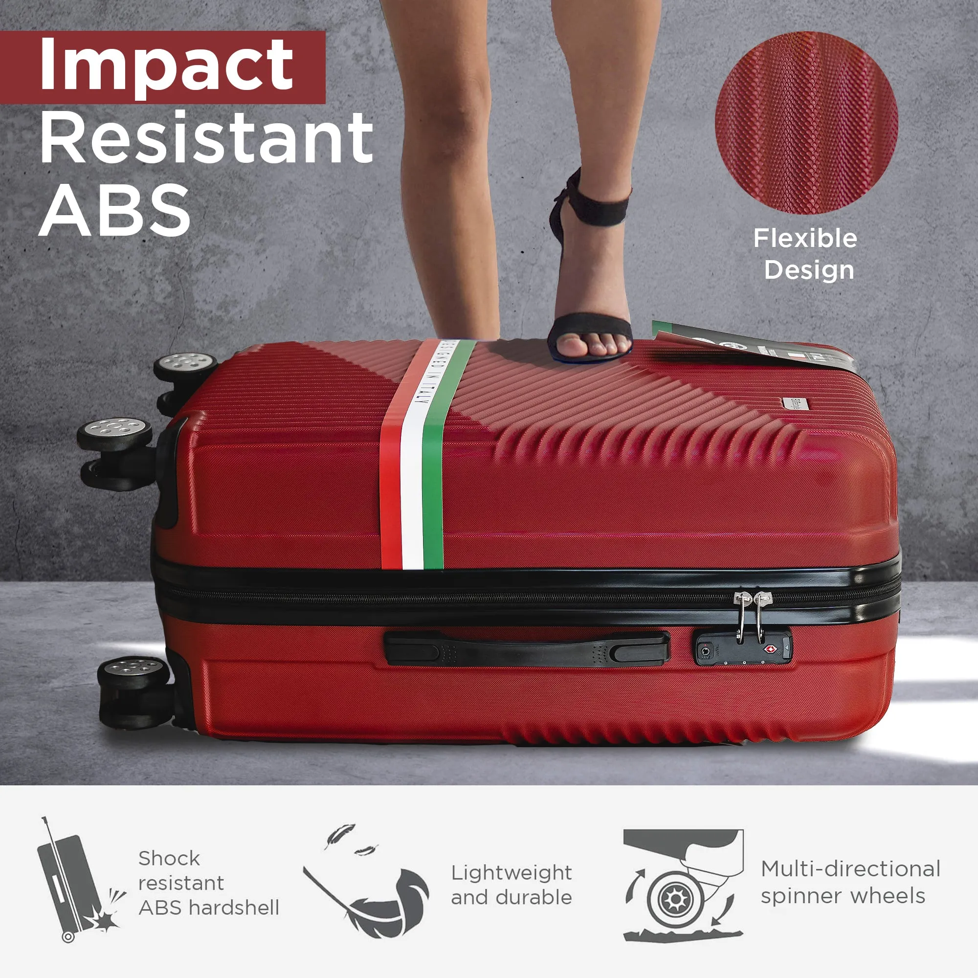 Roma Hardshell Luggage Set on 360° Spinner Wheels with TSA Lock - Roma Design