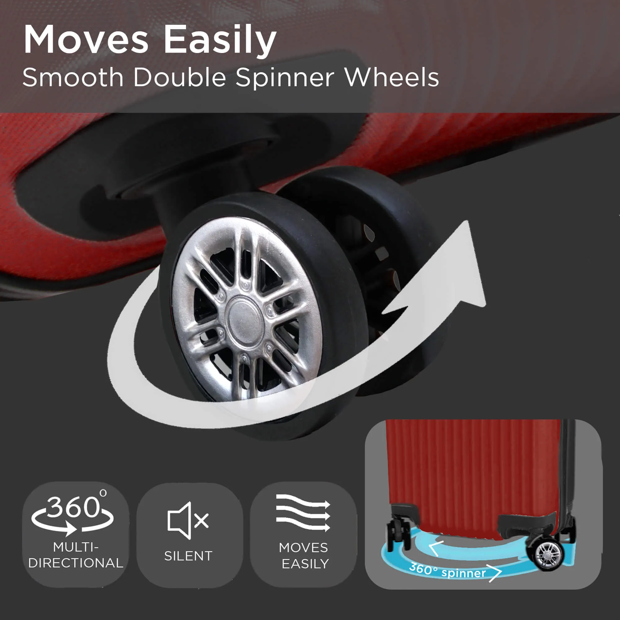 Roma Hardshell Luggage Set on 360° Spinner Wheels with TSA Lock - Roma Design