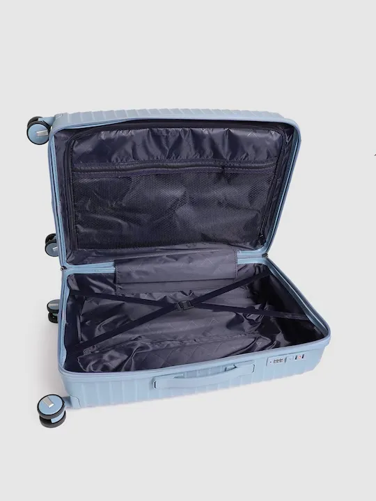 Silver Bar Textured 360 Degree Rotation Hard Sized Trolley Bag