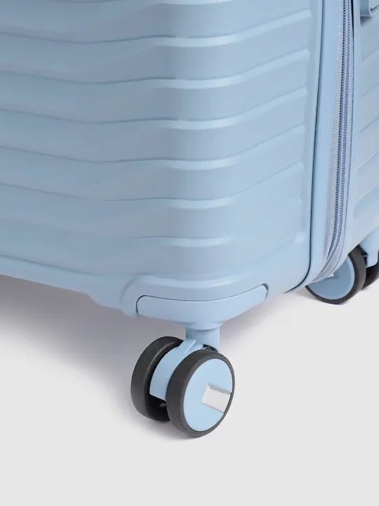 Silver Bar Textured 360 Degree Rotation Hard Sized Trolley Bag