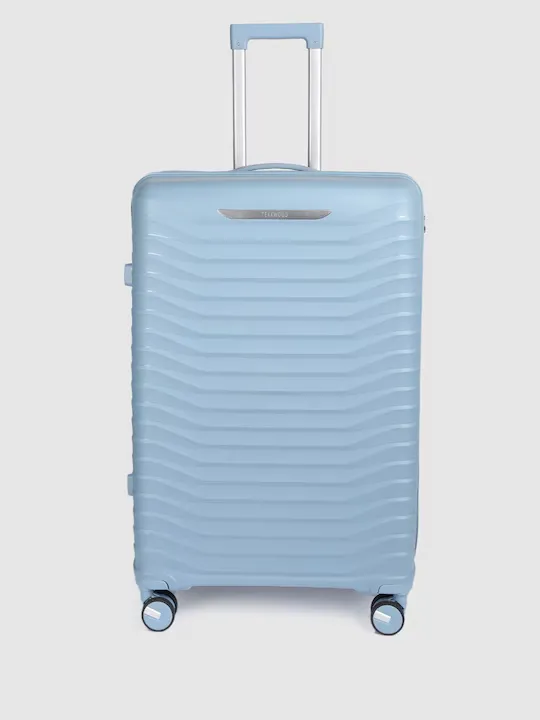 Silver Bar Textured 360 Degree Rotation Hard Sized Trolley Bag