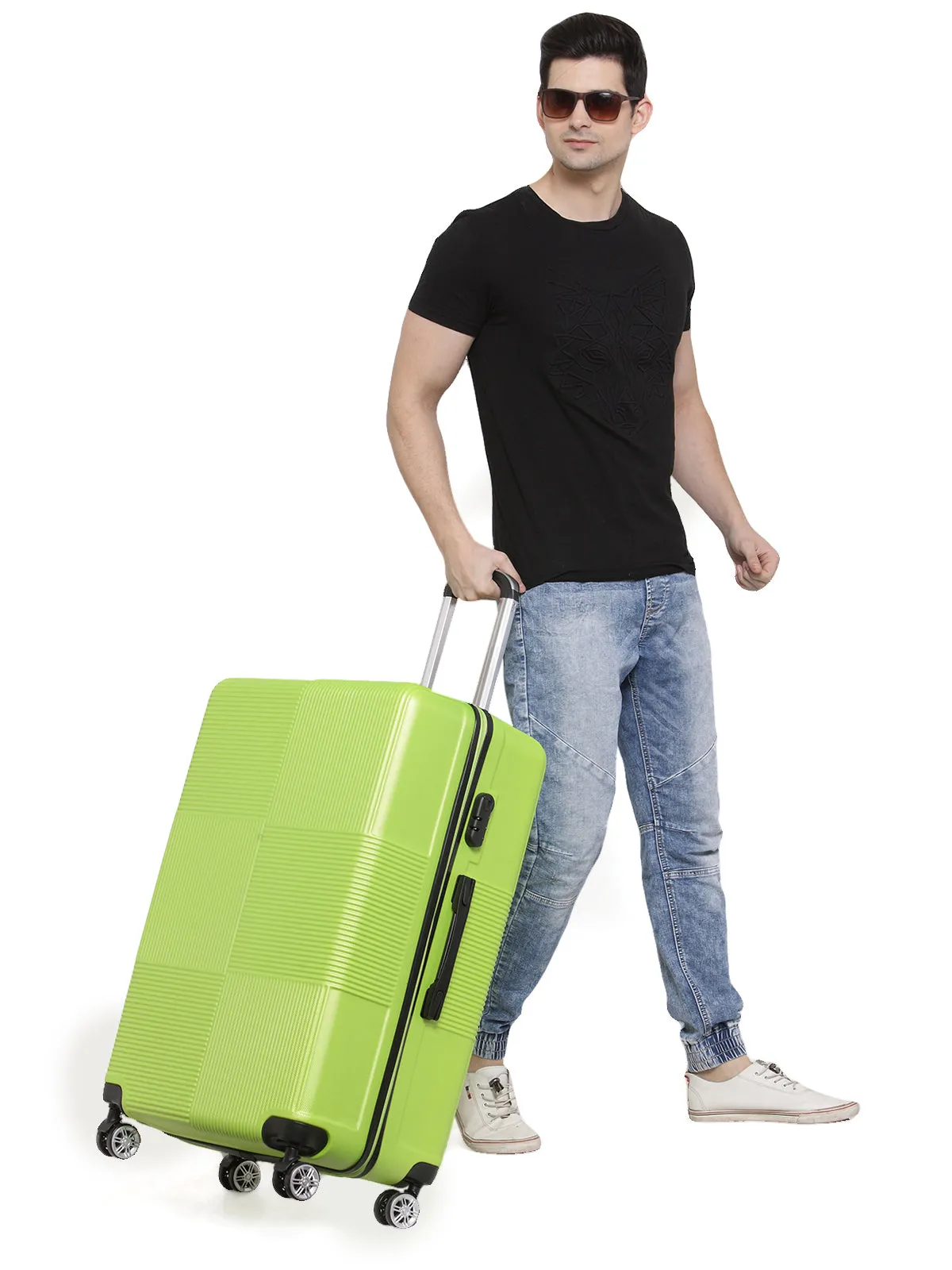 Teakwood Unisex Green Trolley Bag - Medium