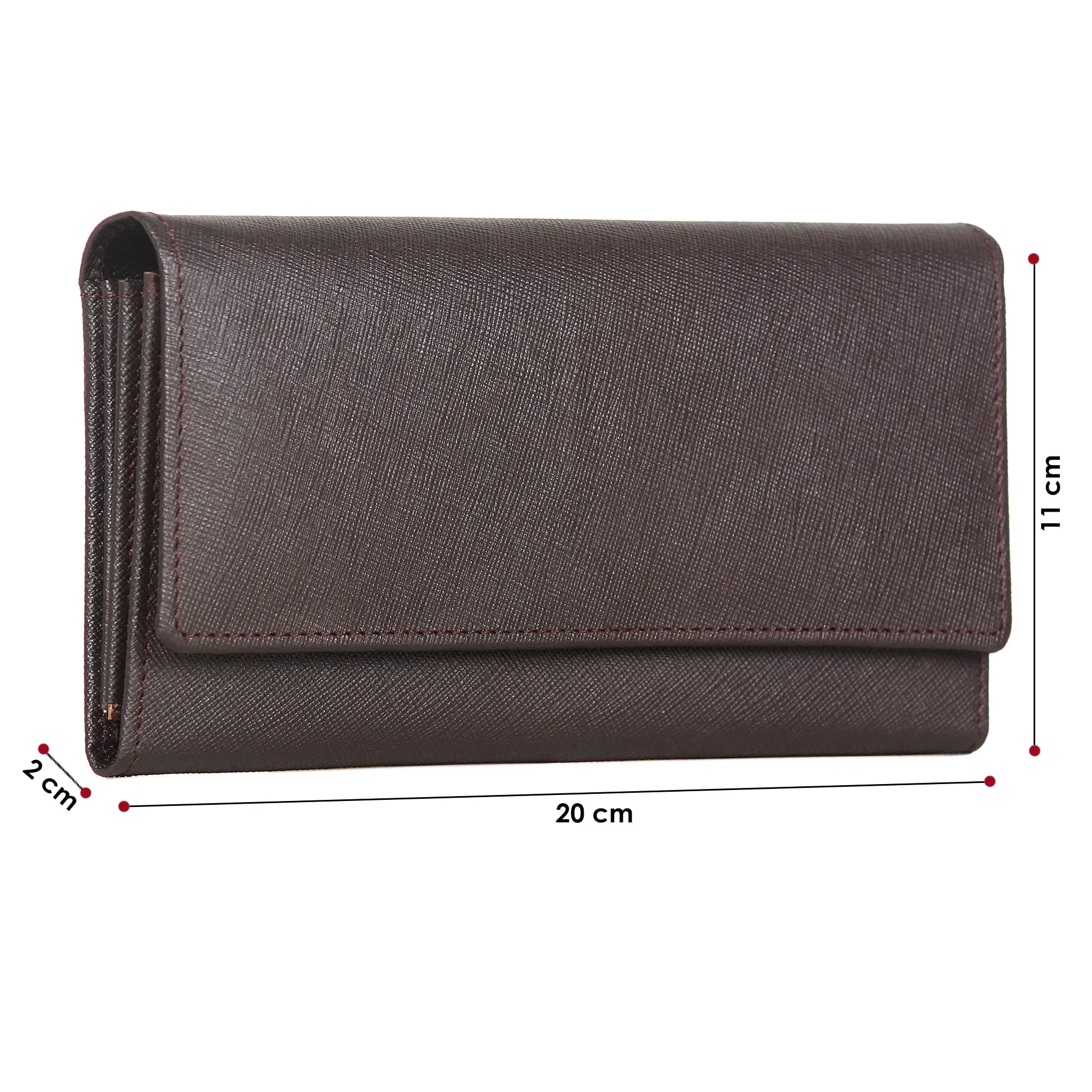 The Clownfish Jenessa Collection Genuine Leather Womens Wallet Clutch Ladies Purse with Multiple Card Slots & ID Card Window (Dark Chocolate Brown)