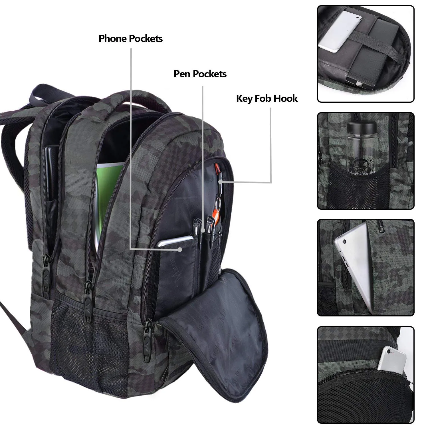 Travel Backpack with USB, Water Resistant Durable College School Backpack with Anti Theft Pocket for Women & Men, Slim Business Laptop Bag Lightweight Laptop Bookbag for 15.6-Inch Laptop and Notebook