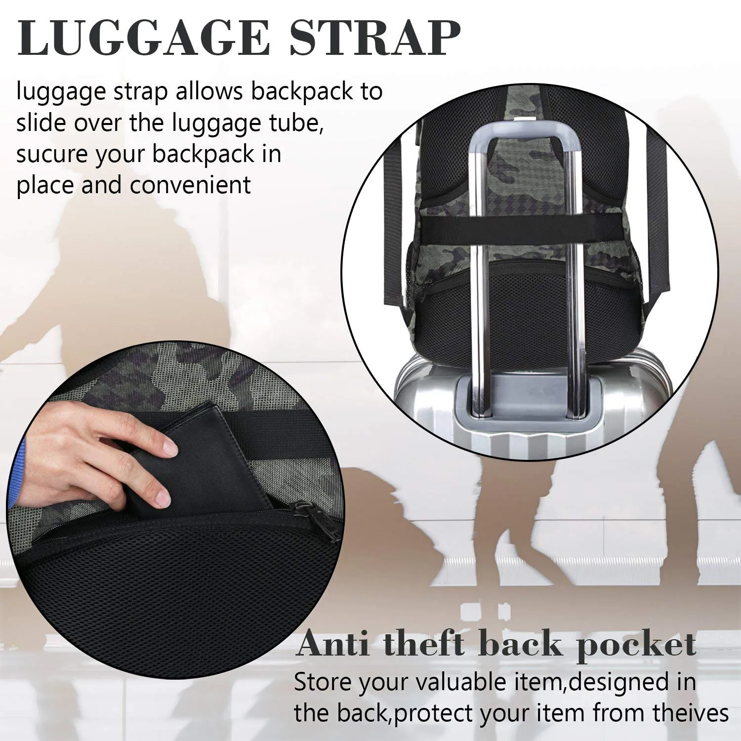 Travel Backpack with USB, Water Resistant Durable College School Backpack with Anti Theft Pocket for Women & Men, Slim Business Laptop Bag Lightweight Laptop Bookbag for 15.6-Inch Laptop and Notebook