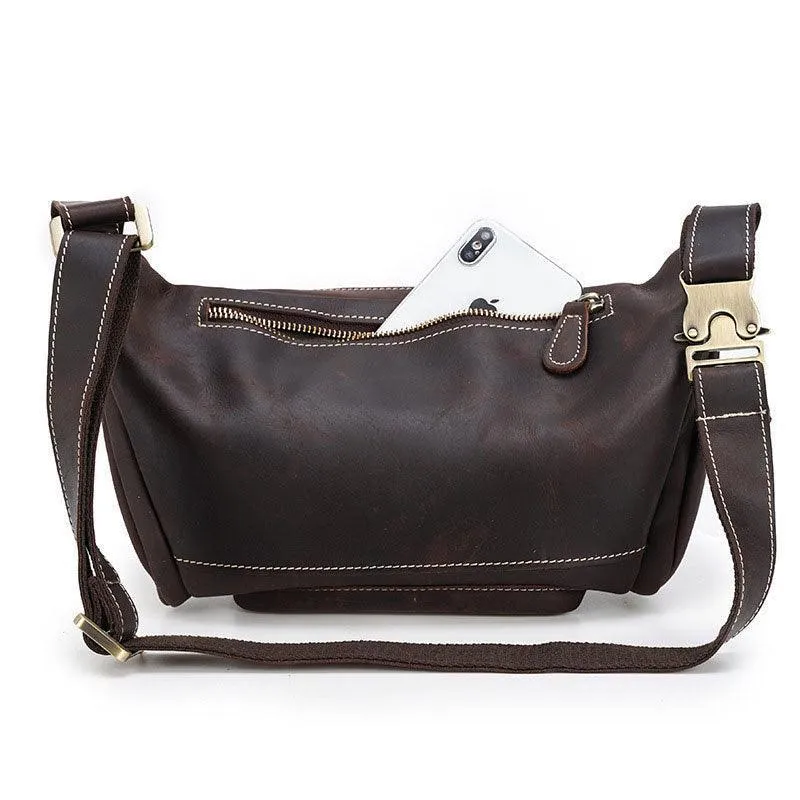 Travel-Friendly Genuine Leather Waist Bag Hands-Free Fanny