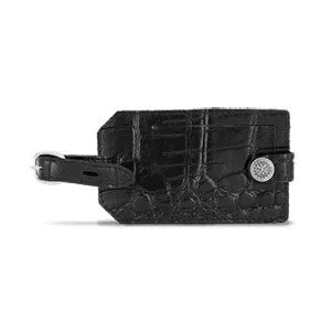Travel Smart Embossed Genuine Leather Luggage Tag (Black)