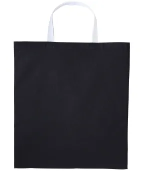 Varsity cotton shopper short handle | Black/White