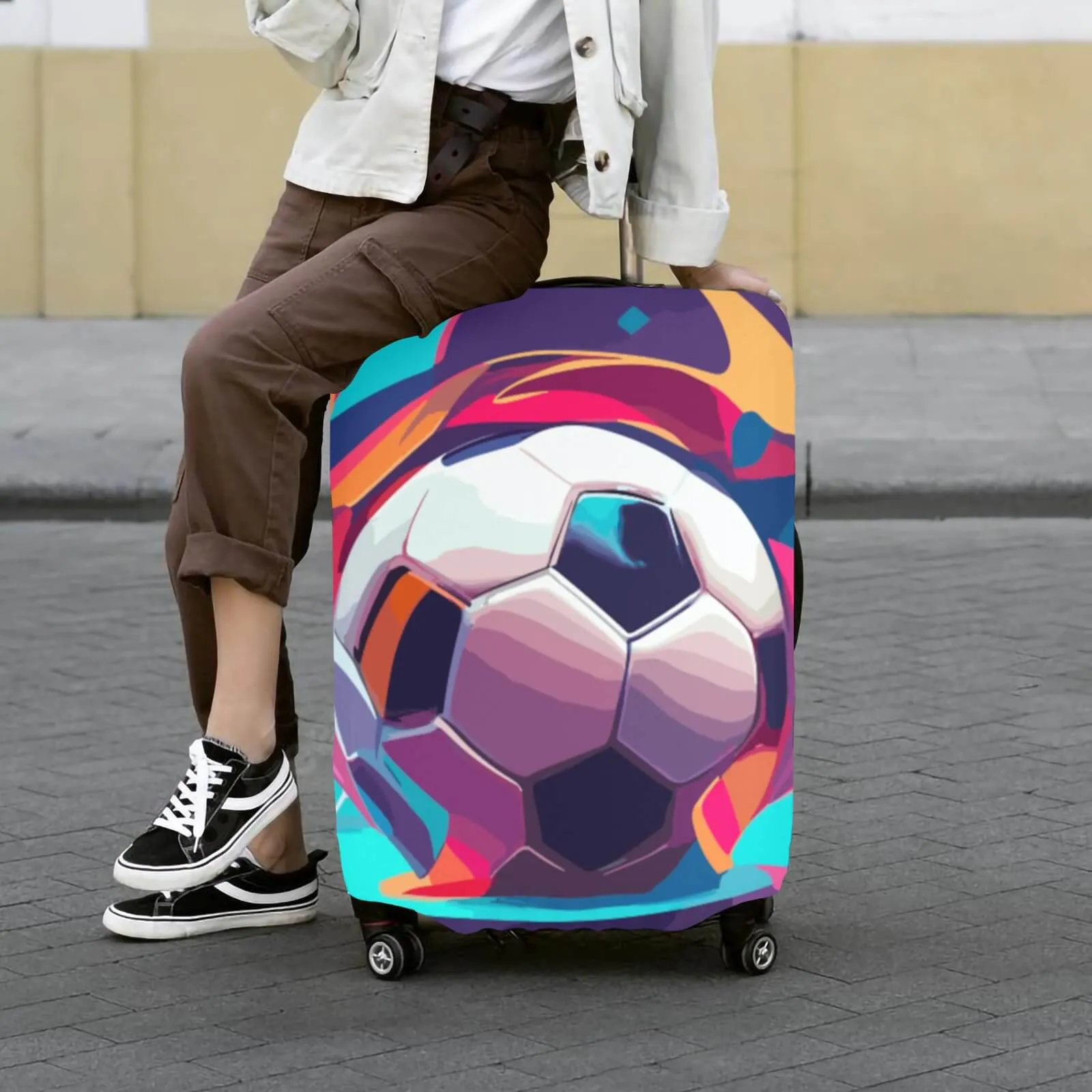 Vibrant Soccer Ball Luggage Cover | Suitcase Covers