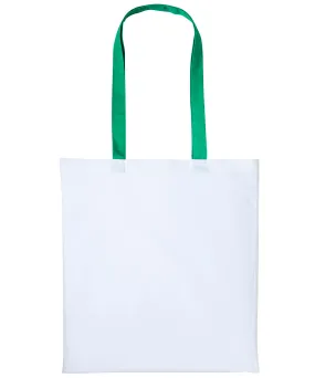 White/Kelly Green - Varsity cotton shopper long handle
