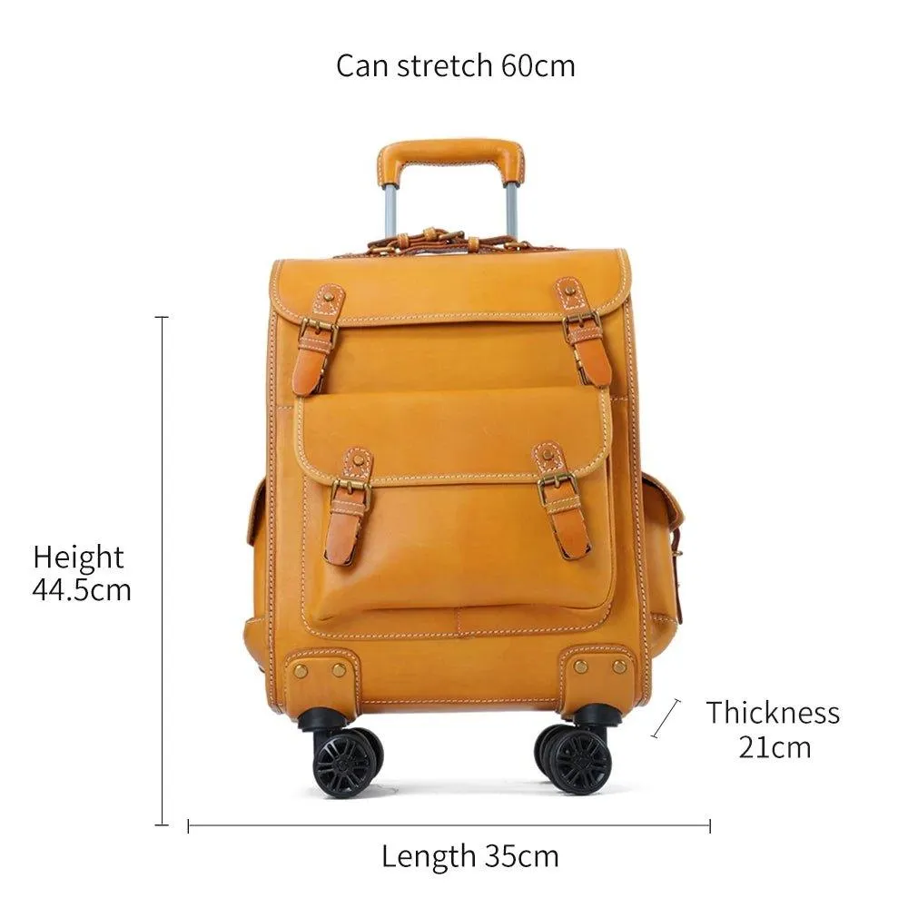 Woosir Rolling Vintage Leather Luggage Suitcase 22 Inch